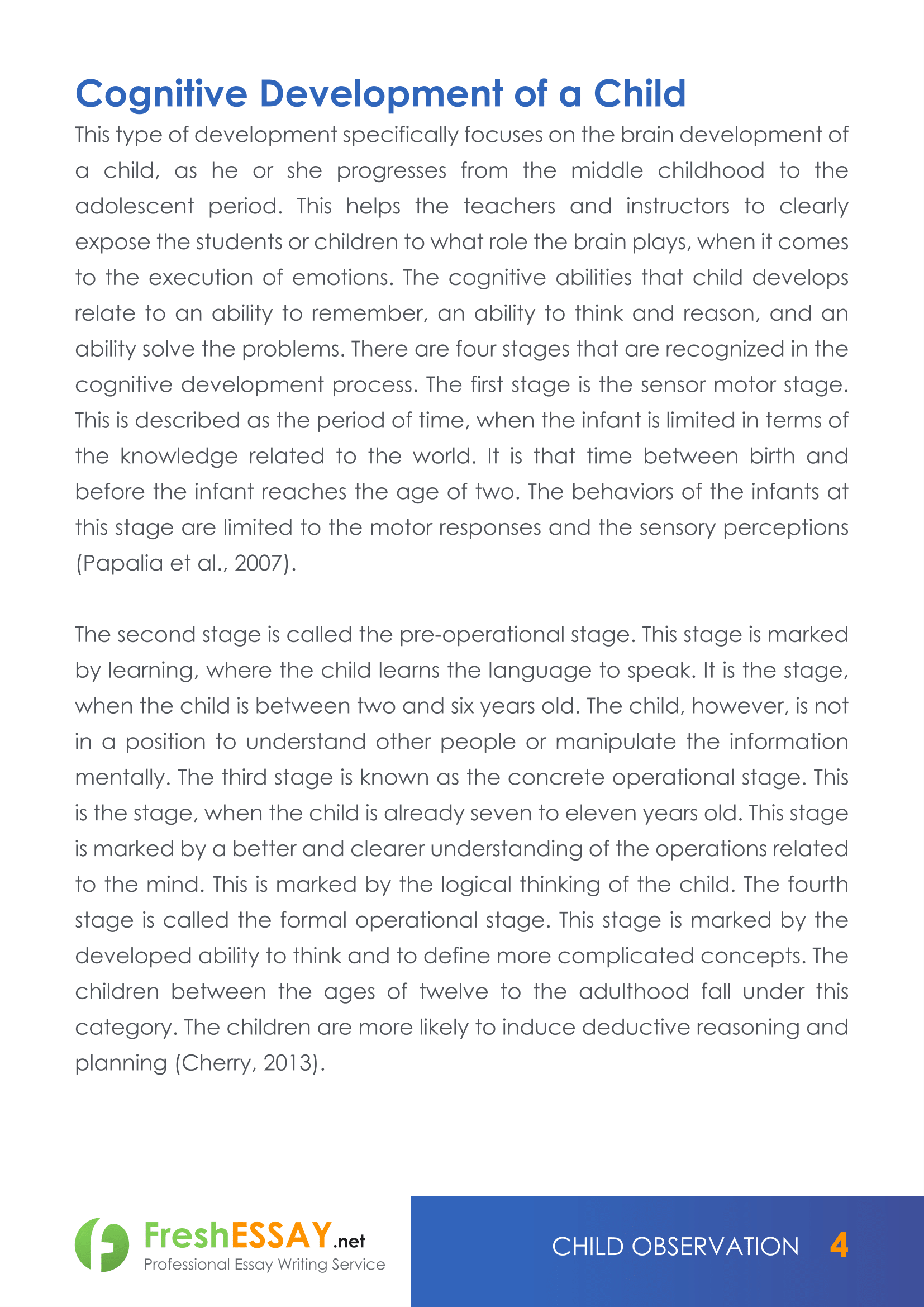 child observation reflection essay